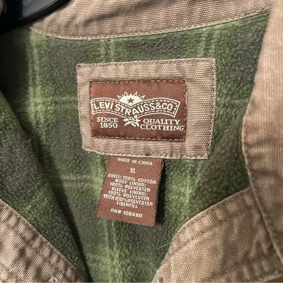 Vintage Levis Strauss Trucker Coat Jacket Mens XL Flannel Lined Brown EUC  Barn - Picture 5 of 8